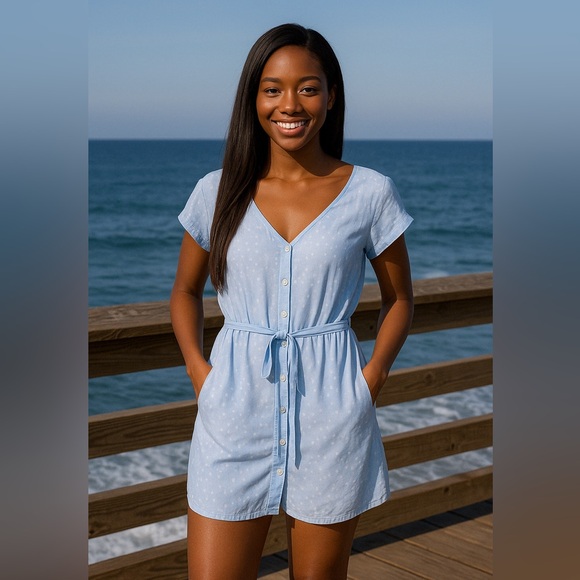 cloth & stone Dresses & Skirts - Cloth & Stone Button Down V neck Dress size M